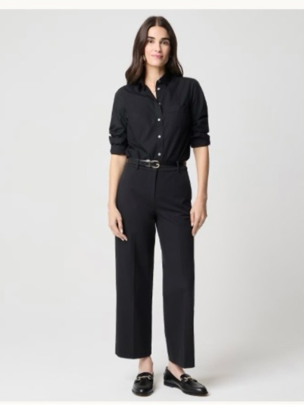 J. Crew Black Mid-Rise Wide-Leg Trouser Pants, Sz 6